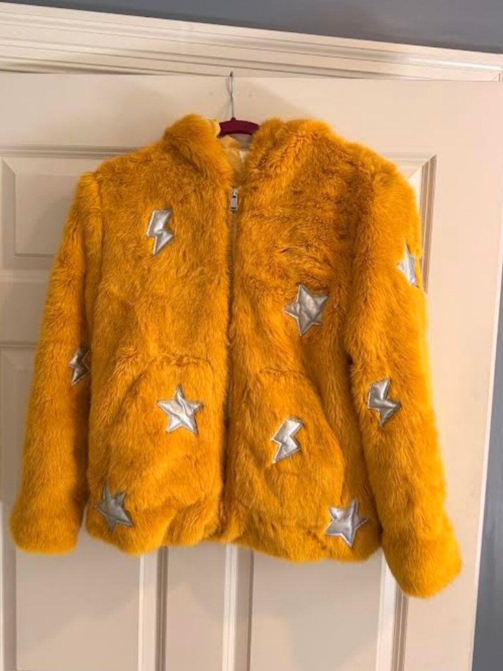 Zara Girls Yellow Fur Star Jacket